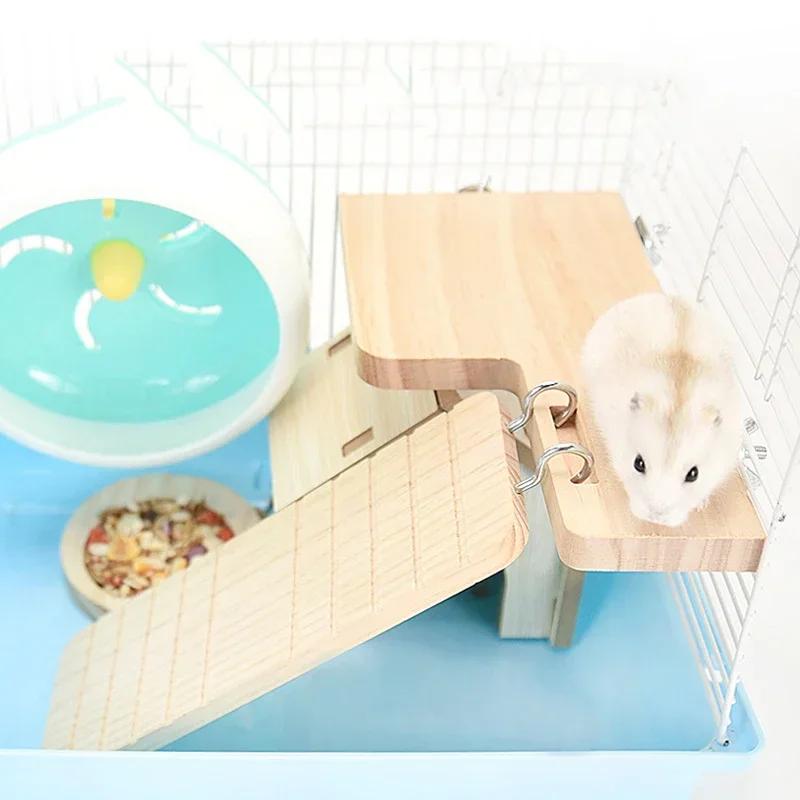 Functional Wooden Hamster House Desk Platform Pet Stand Toy Station Board Pet Products Hamster Cage Golden Bear Toy Supplies
