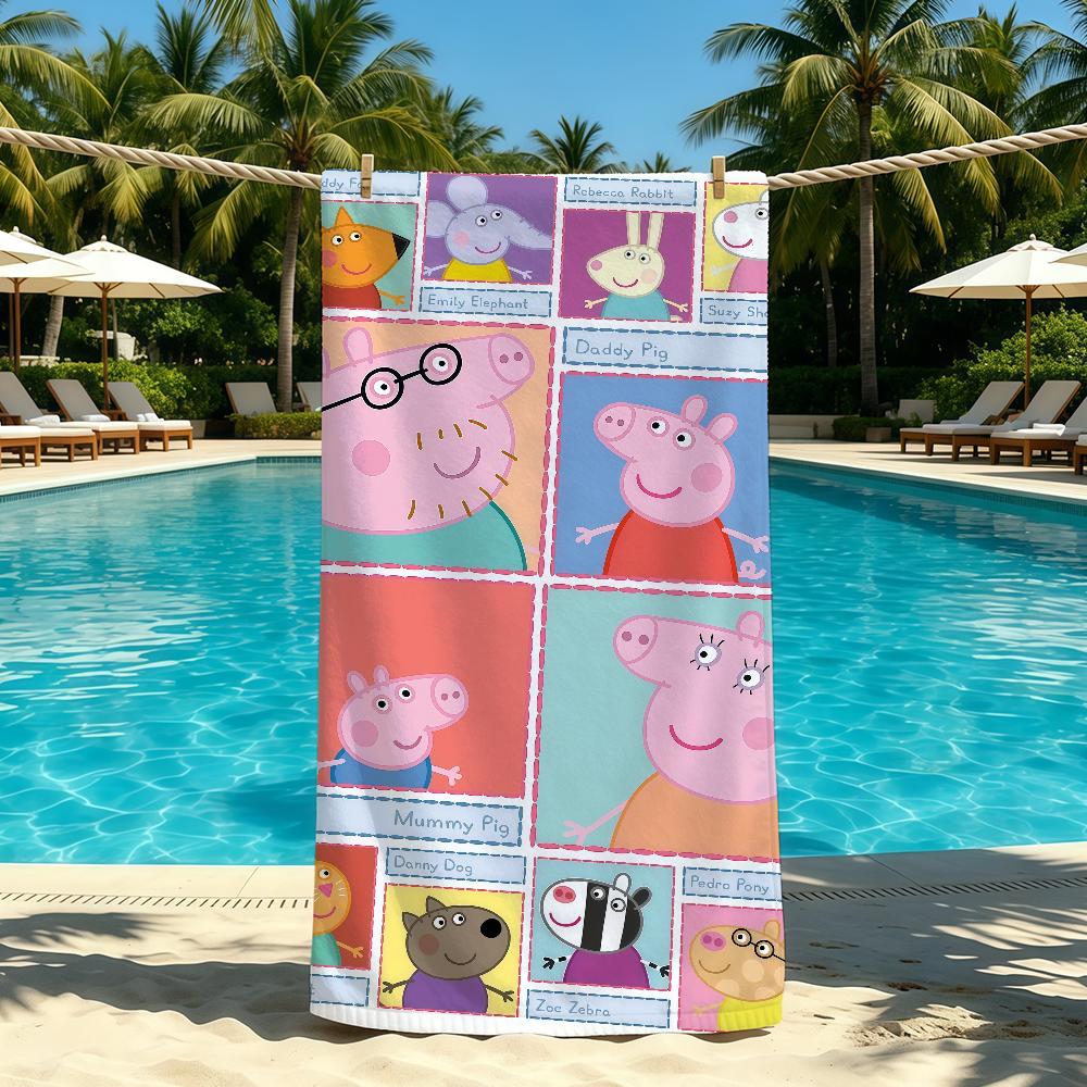 P-Peppa P-Pig Cartoon Towel For Outdoor Camping Beach Towel Super Absorbent Quick-Drying Summer Towel