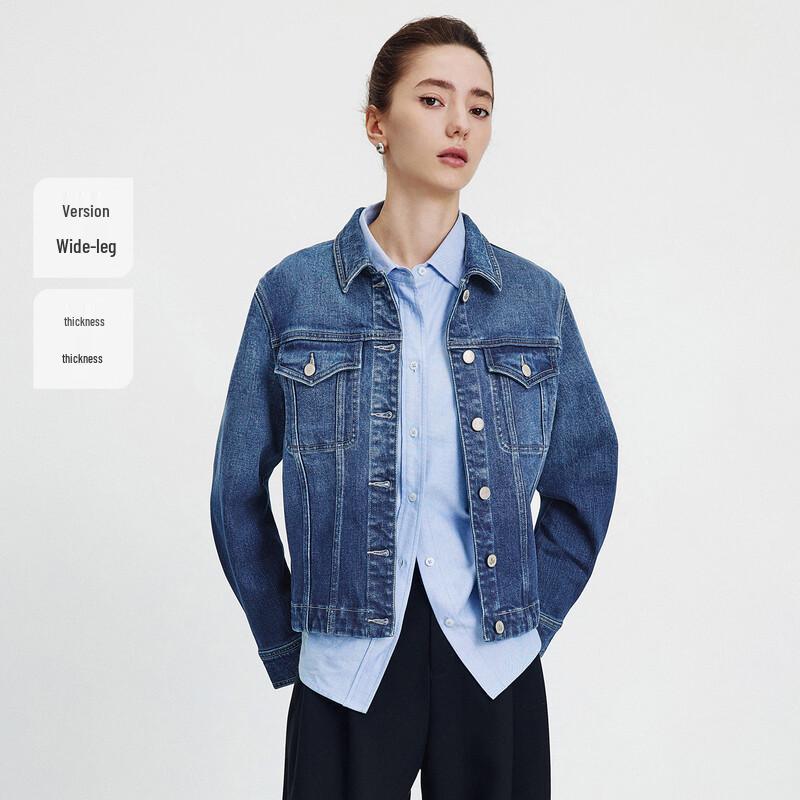 Navigare Women's Short Retro Workwear Denim Jacket