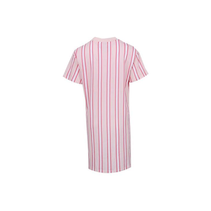 Puma Logo Patchwork Striped Casual Sports Comfortable Breathable Pullover Round Neck Short Sleeve Dress Women Dress Pink 596007-17