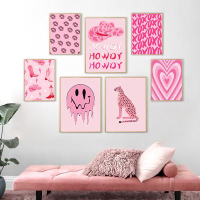 Póster Lienzo Arte de Pared Abstracto Rosa Sala de Estar Dormitorio Núcleo Pintura Decorativa