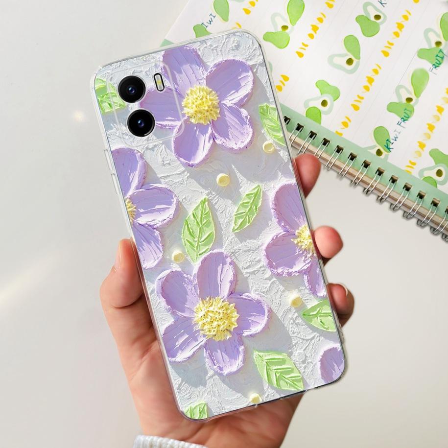 For Vivo Y15s Y15A Y15C Case V2134 V2120 V2147 V2139 Popular Flower Slim Soft Silicone Clear Back Cover For Vivo Y01 V2166 Funda