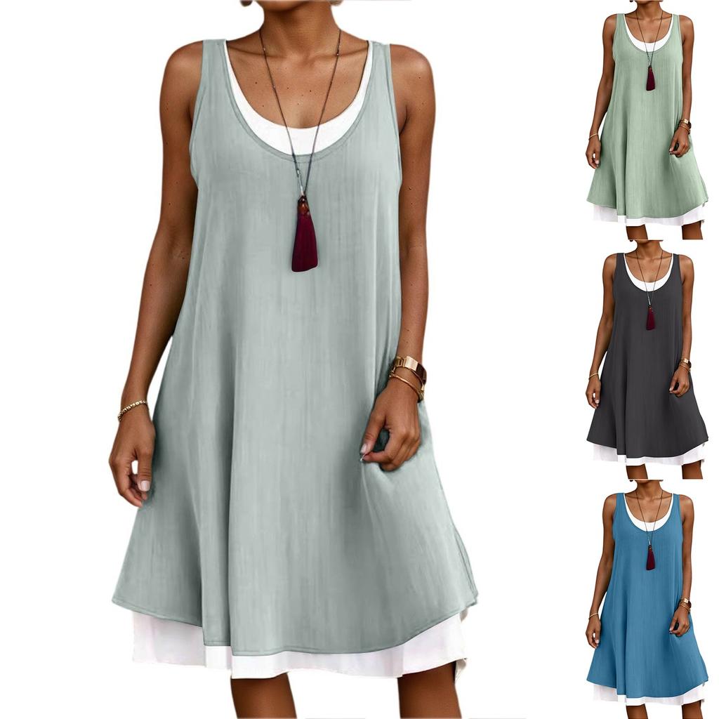 Women's Summer Casual Loose Dress Sleeveless Beach Vest Dress