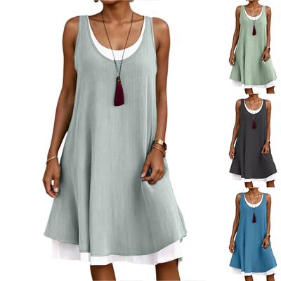 Women's Summer Casual Loose Dress Sleeveless Beach Vest Dress