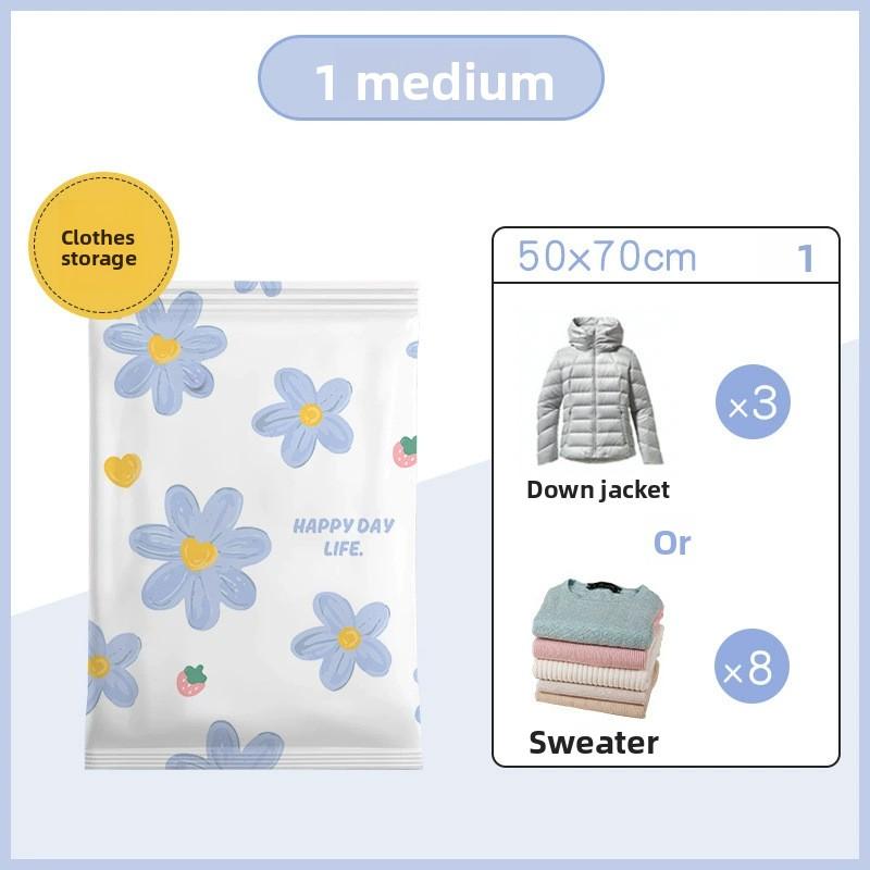 

Вакуумный пакет для хранения в стиле «Дейзи», Пакет для хранения с экономией места, Герметичный пакет, Экономия 80% места, Практичный пакет для домашнего хранения большой вместимости 50*70cm синий