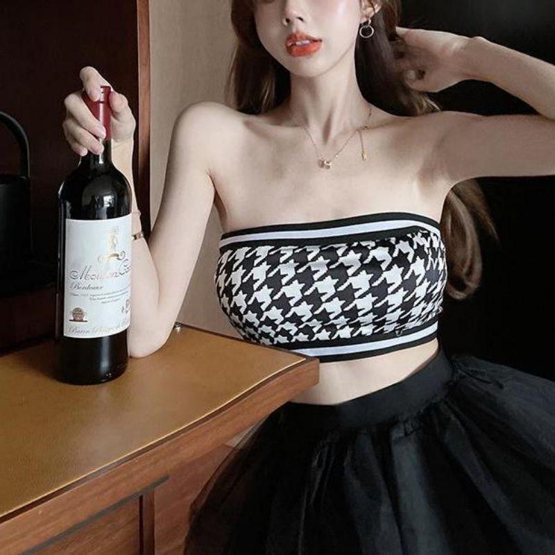 Summer Slim Fit Cotton Plaid Crop Top With Splicing Design For Women