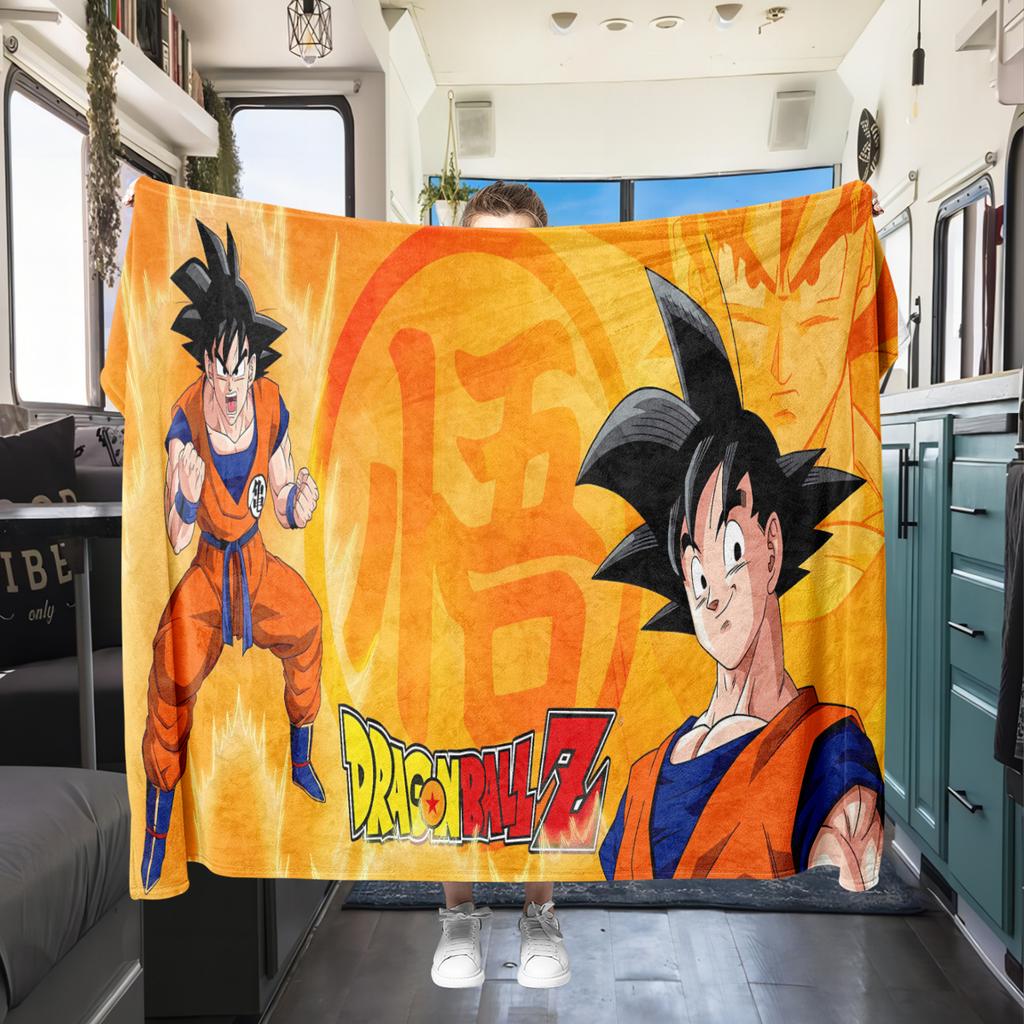 1PC Son Goku  Print Flannel Blanket, High quality All Seasons, Home Decor, Warmth and Comfort, Perfect for Christmas Gifts