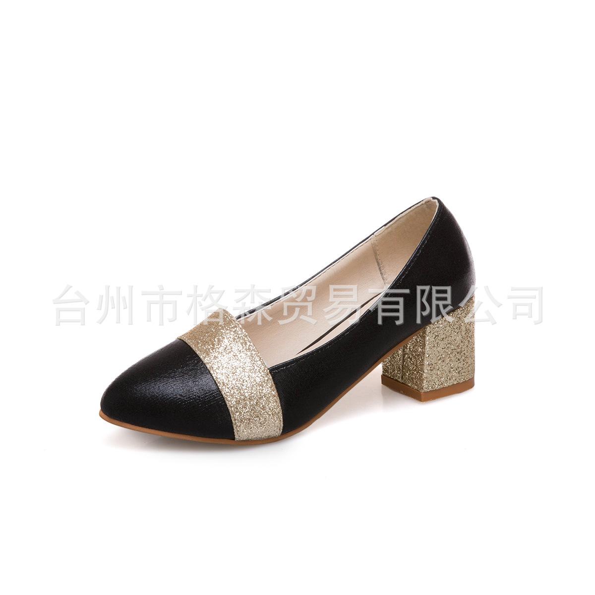 

Spring new women s shoes large size high heels fashion pointed single shoes shallow mouth women s shoes manufacturer 34 чёрный