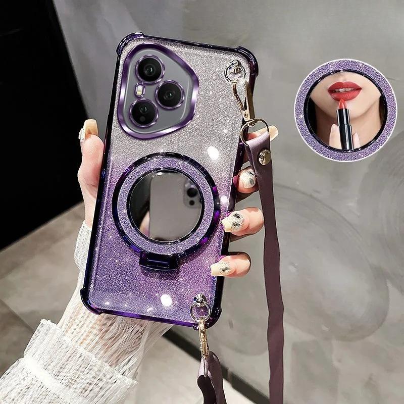 

Для Huawei Honor 400 Lite Pro Чехол Кроссбоди Ремешок Гальваническое Покрытие Зеркало Держатель Крышка Honor 400 Lite фиолетовый