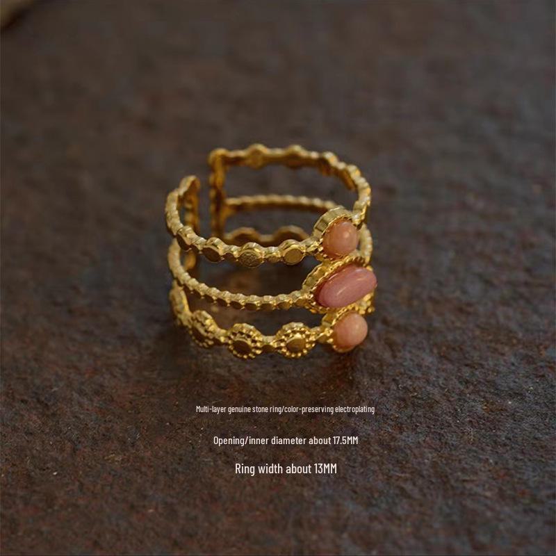 European/American Unique Medieval Metal Ring: Tiger Eye Stone, Open Design for Women