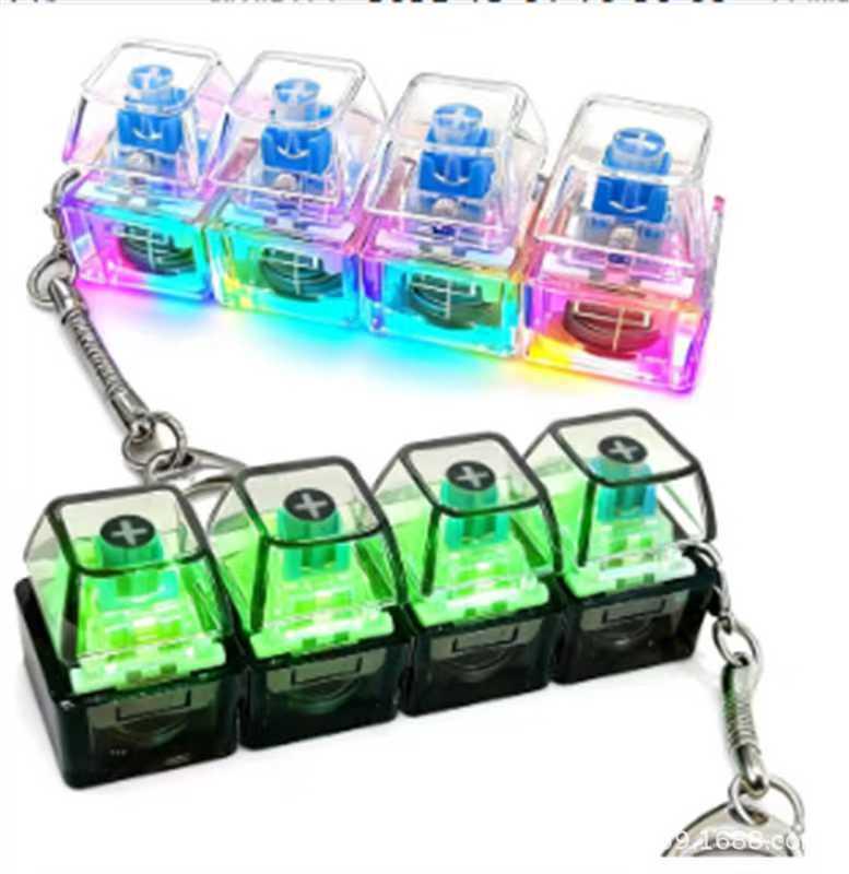 Lichtgevende Houten Vis Sleutelhanger met Blauwe Schakelaar LED Knop