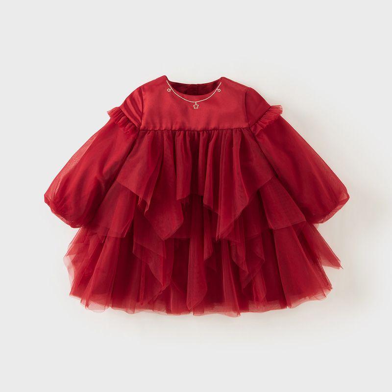 David Bella Spring Collection Girls  Red Dress Children s Princess Dress Toddler Baby New Year Tulle Dress Skirt