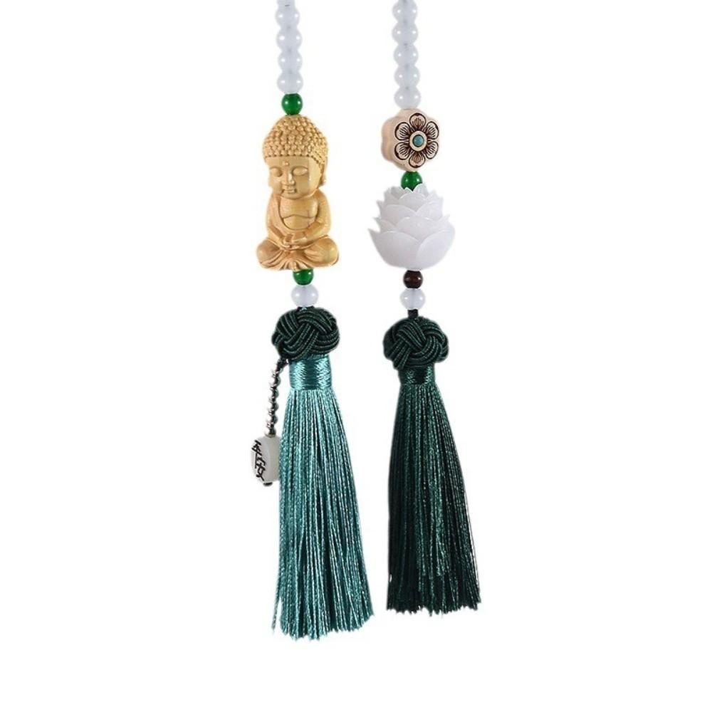 Double Tassel Car Buddha Pendant Lotus Flower Hanging Ornament Protective Buddha Statues Chinese Traditional Culture Good Luck