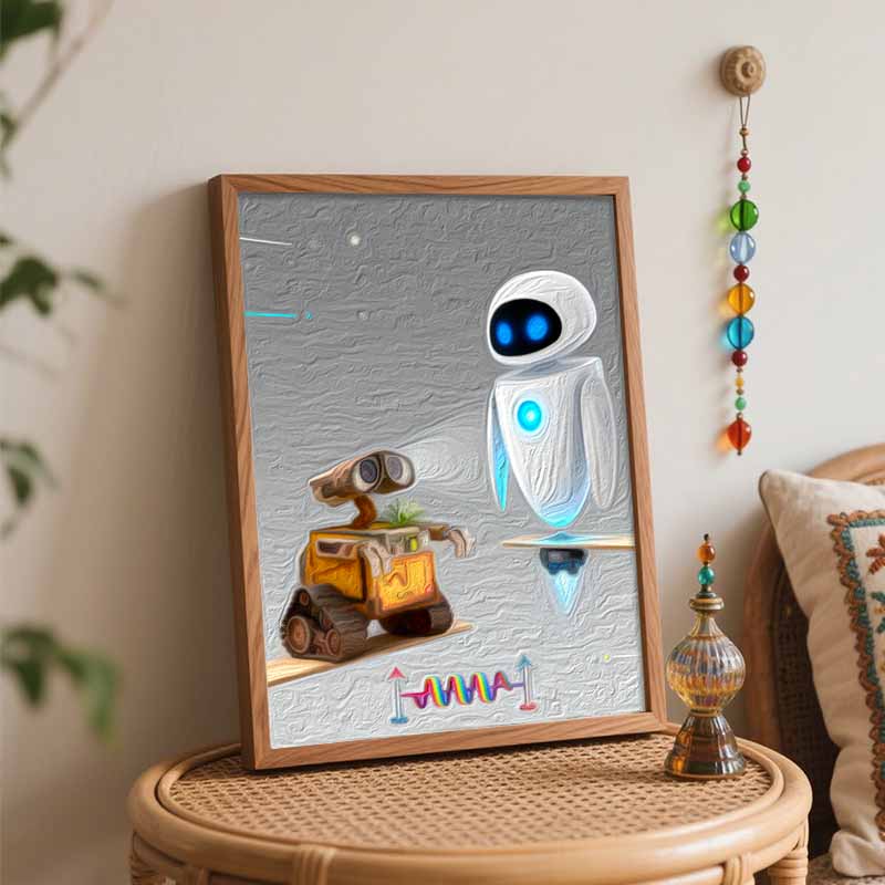 Disney Wall E and Eve Oil Paint Digital Painting Art Kit FillIn Painting Home Decor