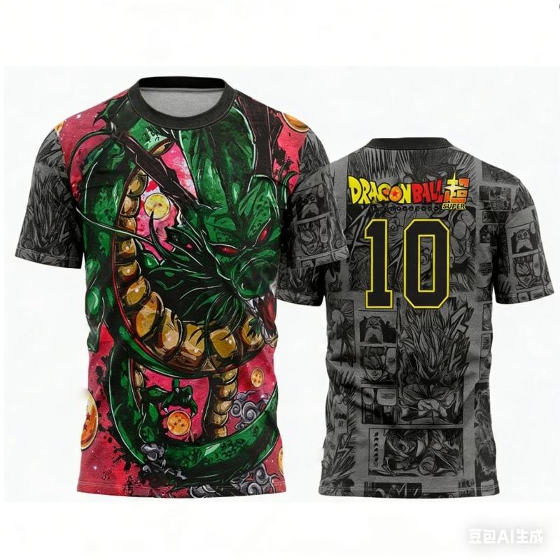 2026 Summer Dragon Ball Retro Fitness T-shirt Men's Oversized 3D Printed Short-sleeved Family Unisex Children's Sports Shirt
