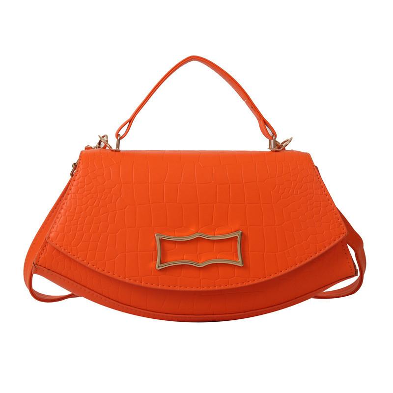 Fashionable Medium-sized Pu Leather Shoulder Bag Stone Texture For Everyday Use оранжевый