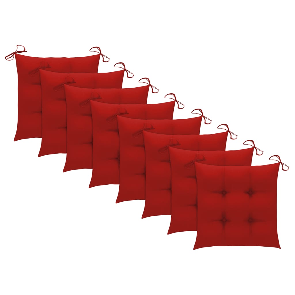 Folding Garden Chairs 8 pcs with Cushions Solid Acacia Wood