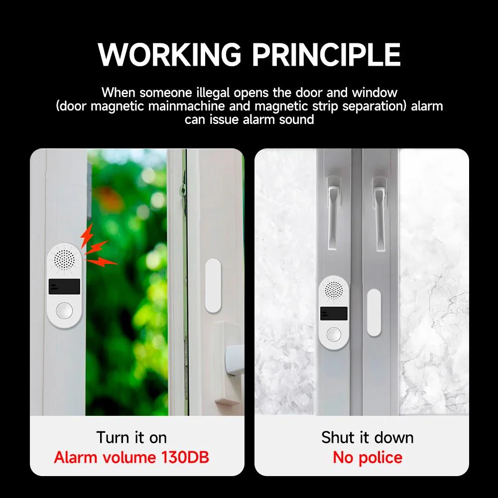 Tuya ZigBee Water Door Window Sensor 130dB Sound Control Alexa Door Detectors Open/Close APP Remote Light Alarm System