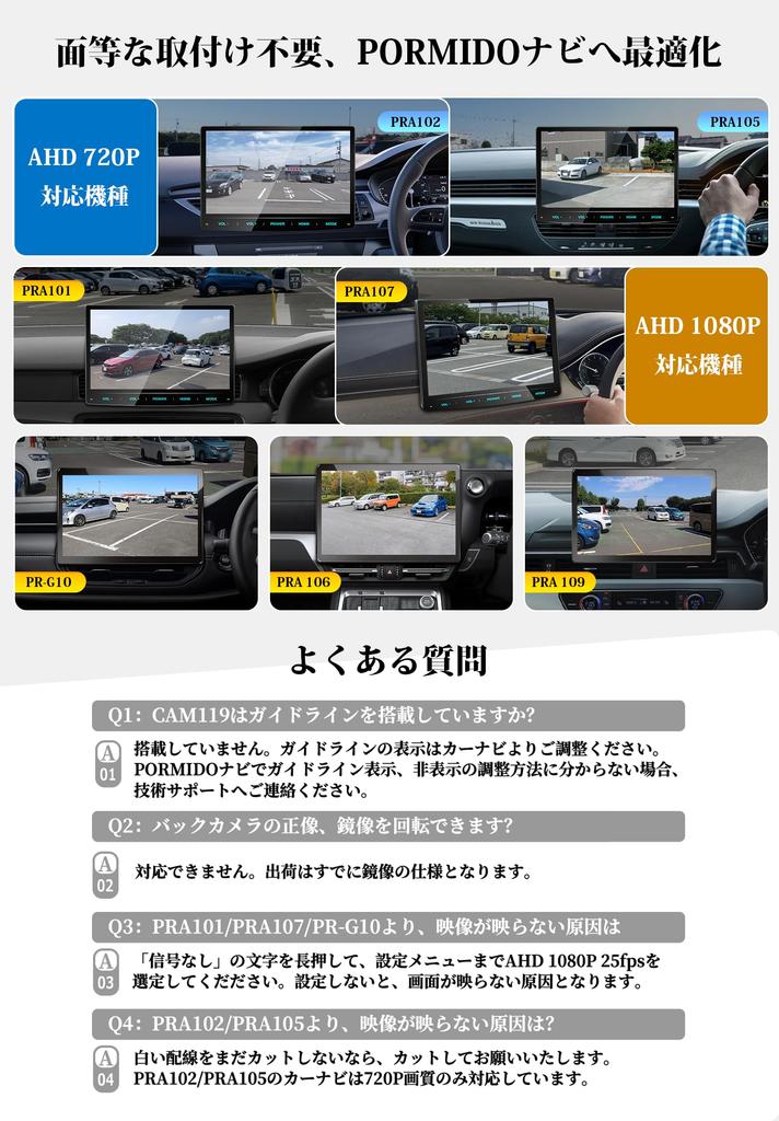 PORMIDOAUTO AHD Rückfahrkamera 720P 2 Megapixel CMOS Weiter Betrachtungswinkel Horizontal und Kennzeichenhalterung Einstellbar IP68 Wasserdicht und Kompatibel mit