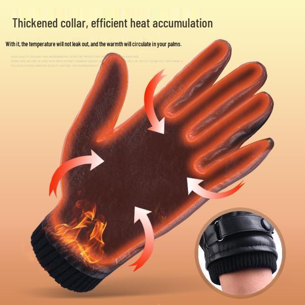 Men's & Women's Winter Leather Gloves: Touchscreen, Windproof, Coldproof, Plus Velvet for Riding & Motorcycling
