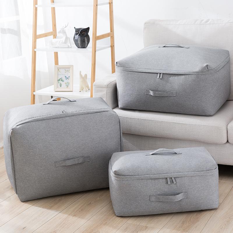 Grey Thickened Large Capacity Clothes Storage Bag Home Wardrobe Moisture-proof Organizer Portable Moving Luggage Packing Bag