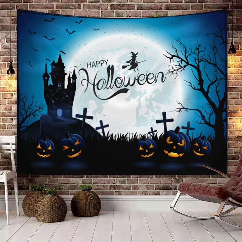 Halloween Horror Moon digitalprinted polyester tapestries living rooms bedrooms macrame wall hanging room decor aesthetic