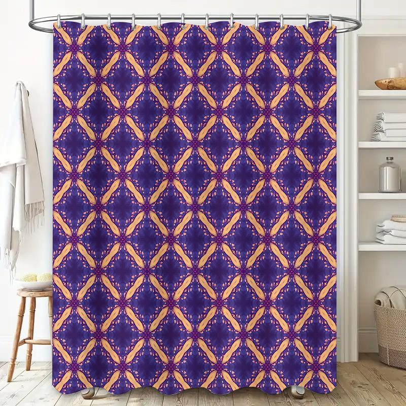 Kaleidoscope Shower Curtain Purple Yellow Pattern Bathroom Decor Waterproof Fabric Shower Panels Home Accessories Customizable S