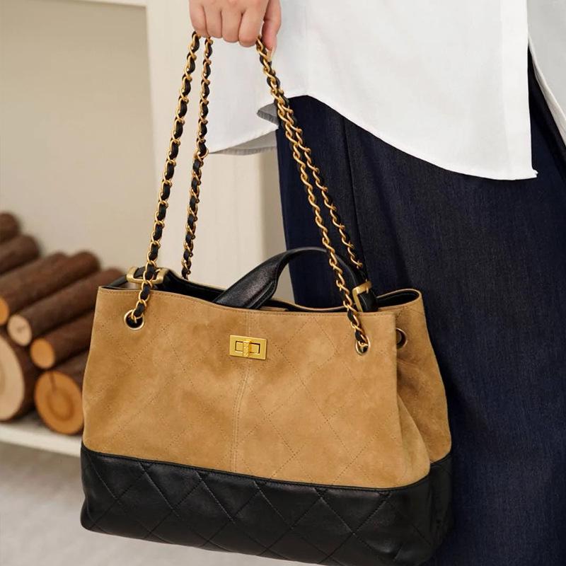 Luxuriöse Vintage Leder Umhängetasche mit Diamantmuster für Damen