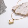 Stainless Steel 18K Gold Powder Love Love Necklace Open and Close Photo Album Pet Photo Pendant Collarbone Chain