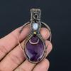 Amethyst & Mondstein Edelstein Handgefertigt Kupferdraht Wickel Schmuck Anhänger Für Frauen