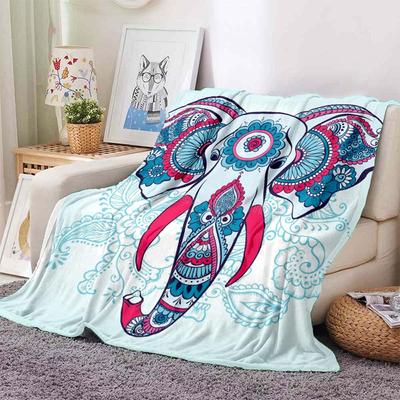 Mandala Elephant Blanket Flannel Breathable Super Warm Throw Blankets for Bedding Travel Bedroom Soft Throws Home Decor