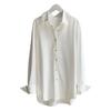Women Shirt Lapel Long Sleeve Buttons Placket Casual Shirt Solid Color Commuter
