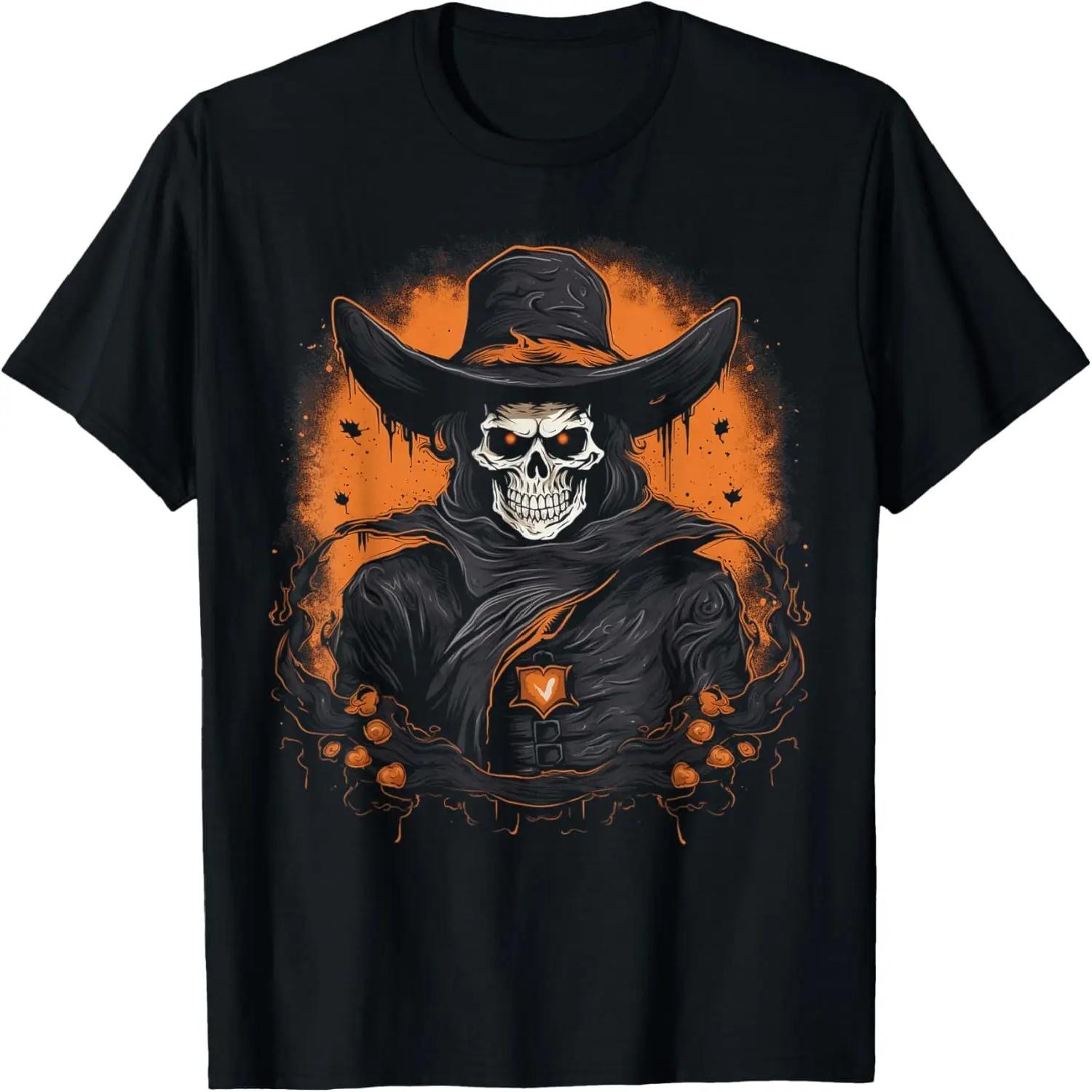Skeleton Cowboy Halloween Costume Spooky Scary Western T-Shirt XXXXL