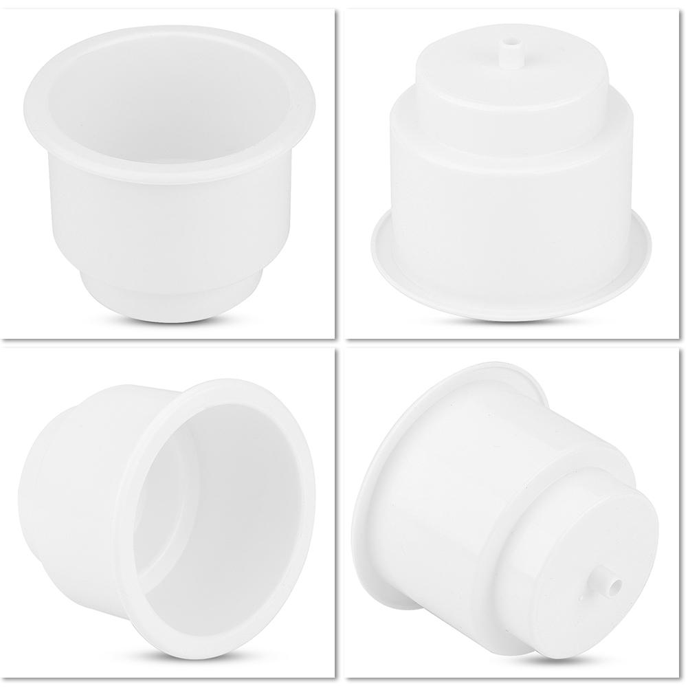 Marine RV Boat Yacht Plastic Drink Cup Bottle Can Holder With Insert Drain Hole   White