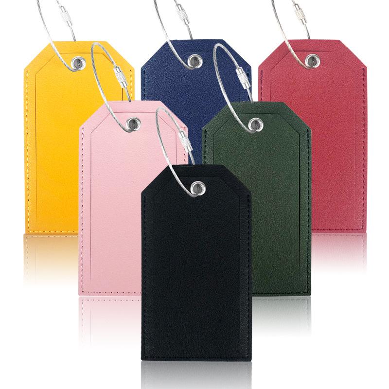 Leather Luggage Tag Custom Wire Lanyard Boarding Pass with Paper Card Leather Pu Luggage Tag Custom Oem
