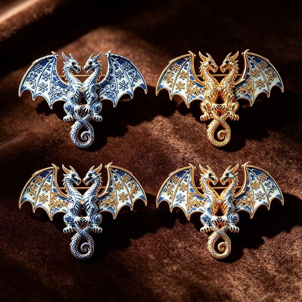 Classic Chinese Ceramic Lapel Pin Jingdezhen Style Jewelry Clothing Decoration