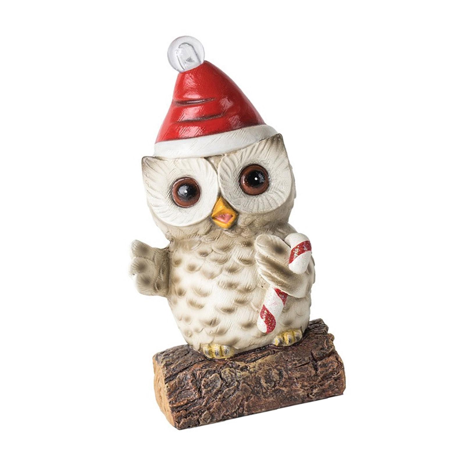 

Мультяшная Сова, миниатюрная фигурка из смолы со светодиодной подсветкой, шапка Санты, рождественский праздничный домашний стол, книжная полка, декор, орнамент 3