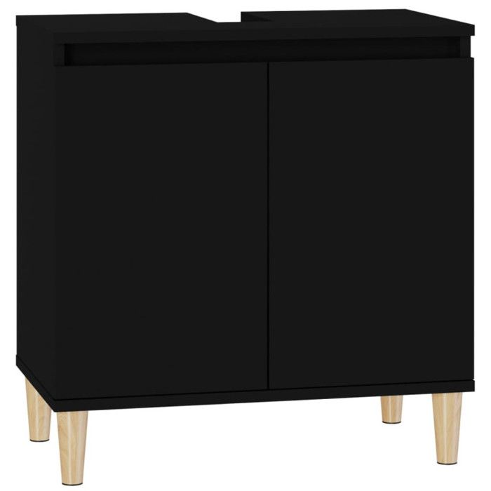VidaXL Meuble d'évier noir 58x33x60 cm bois d'ingénierie 821253