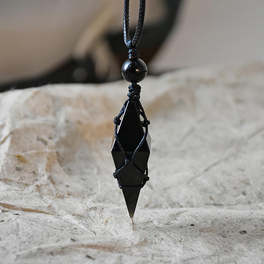 Neue Gothic Schwarze Eckige Anhänger Geflochtene Seil Halskette, Personalisierter Kreativer Feiertags Schmuck für Frauen