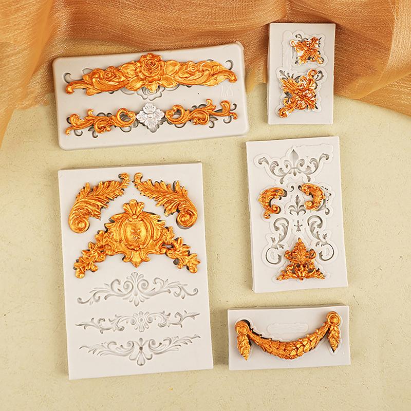1/5Pcs Baroque Silicone Mold Diy Baroque Border Mold Baroque Silicone Mold Border Molds For Cake Fondant Trim Decoration