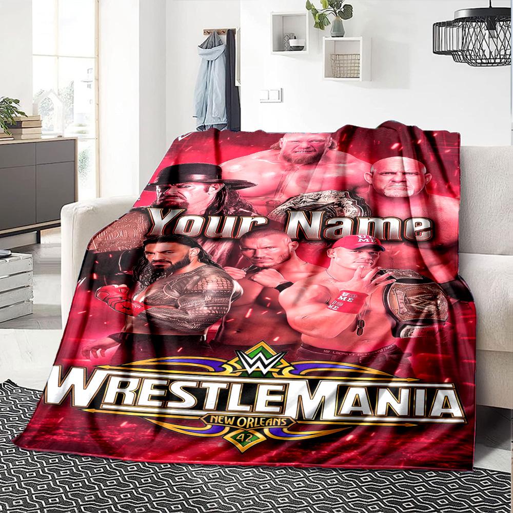 Wrestlemania Customize Your Name Blanket Gift Personalized Blanket Warmthful Decor Suitable for Home Decor Livingroom Bed Sofa All-Season Use