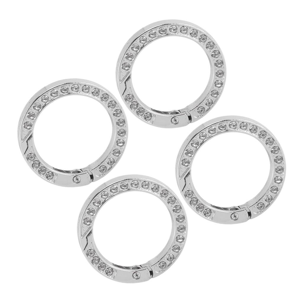 10 szt. Pierścienie O z cyrkoniami, sprężynowe, DIY, okrągłe, z karabińczykiem zatrzaskowym, elastyczne, metalowe, sprężynowe pierścienie O do plecaków, breloków
