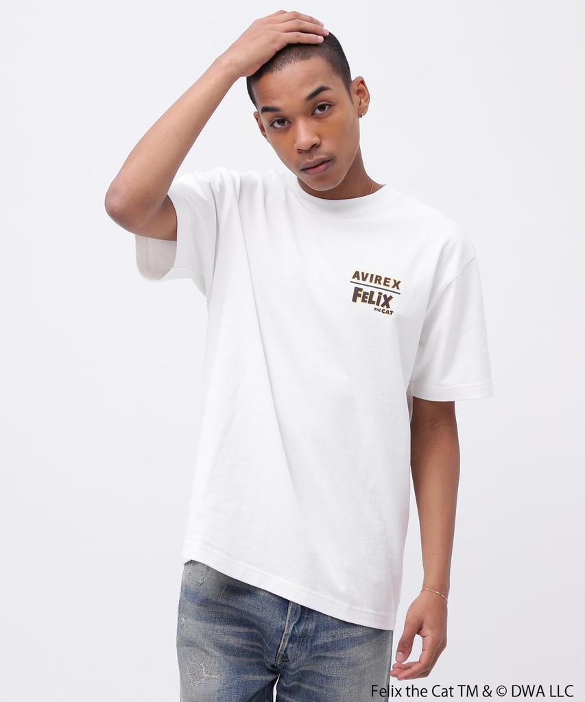 AVIREX FELIX EMBROIDERY LOGO Embroidered Logo Short Sleeve Size T-SHIRT, Men's T-Shirt, M, 030, White, 783-5134035