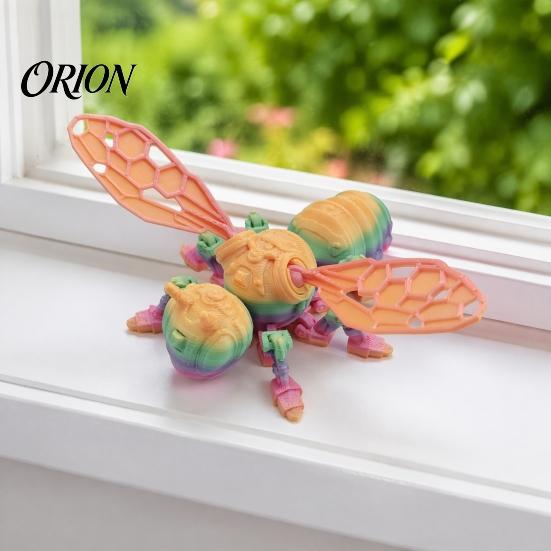 Movable Joint Bee Toy 3D Printed Mechanical Figurine, Articulated Insect Ornament, Joints Cool Creative Office Desktop Ornament Display, Decor