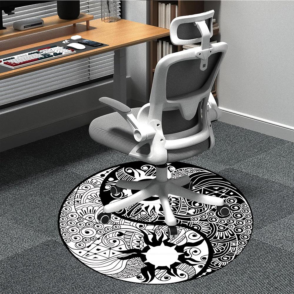 

1pc Yin Yang Symbol Chair Carpet for Office Non-Slip, Machine Washable Rug for Office - Holiday DecorMachine Made yy251029035 80cm by 80cm