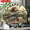 2d Flat 20*20cm, "Happy Father's Day" Round Wooden Logo Wall Art, Retro Fishing Design, Perfect Gift for Fathers on Father's Day, Decor Easy Hanging.