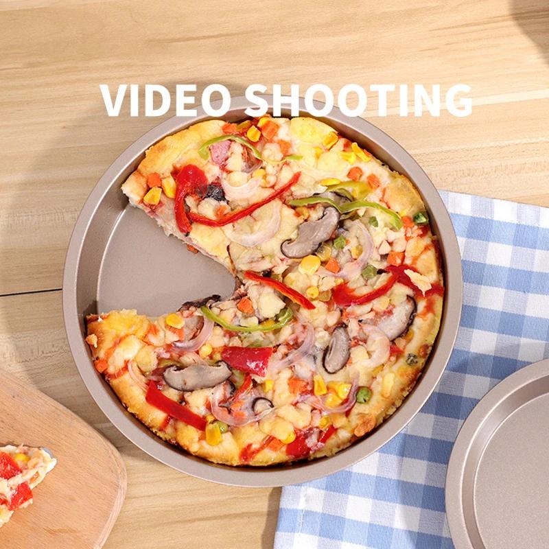 1 Round Pizza Pot, Microwave Oven, Baking Tray, Debris Tray, Carbon Steel Non Stick Mold, Baking Tool, Kitchen Supplies