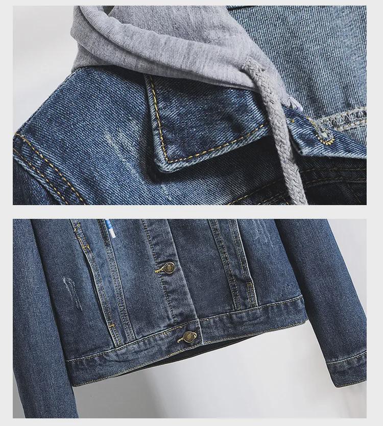 Women's Trendy Denim Short Jacket, Hooded, Long-Sleeved, Slim Fit - Japanese and Korean Style for Spring and Autumn 2025.