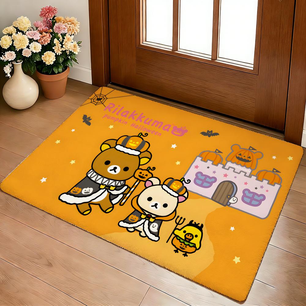 R-Rilakkuma Anime Floor Mat Cozy Flannel Soft Thick Non-Slip Mat For Living Room Bedroom Kitchen Decor Rugs