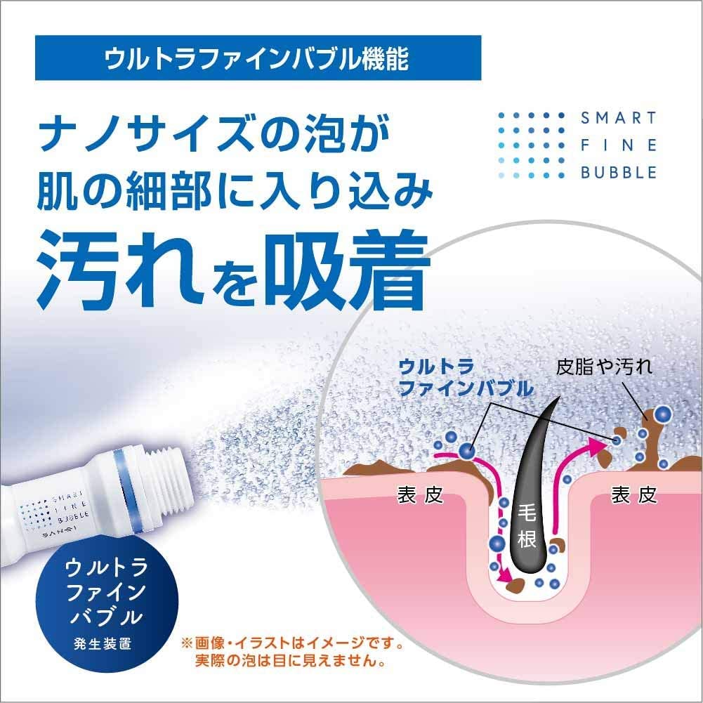SANEI Company Sanei Faucet FB Shower Set Ultra Fine Bubble Generation Water Purification Hair Care Water Saving Water Flow Switching White (former